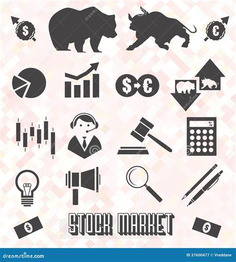 Vector Set: Stock Market Icons And Symbols Stock Vector - Illustration ...