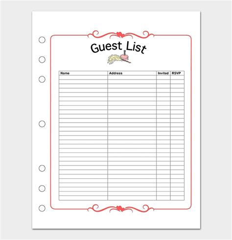 Guest List Template - 22+ For (Word, Excel, PDF Format)