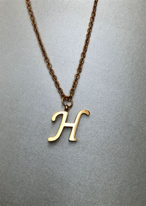 Initial H necklace monogram necklace letter H name | Etsy