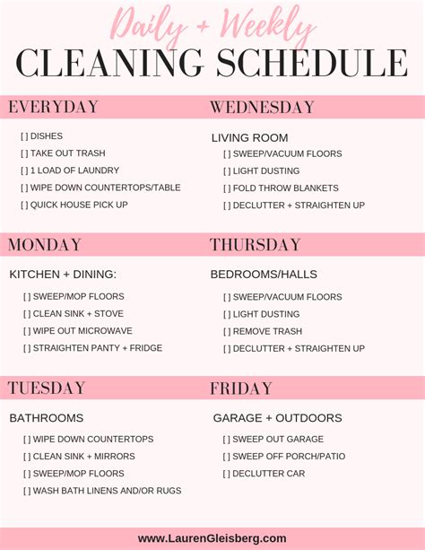 Schedule Cleaning House Template