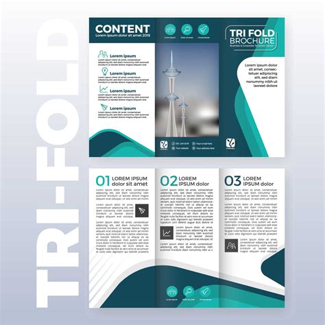 Business Tri-Fold Brochure Template Design With Turquoise in Tri Fold Brochure Publisher ...