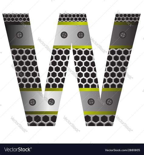 Perforated metal letter W Royalty Free Vector Image