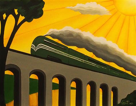 Art deco train poster Painting by Emma Childs | Pixels