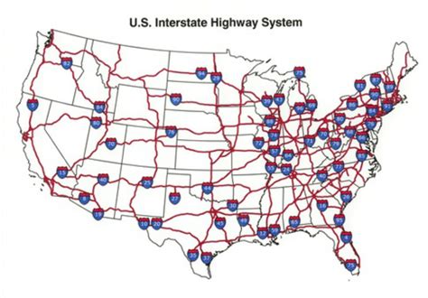 Map of the U.S. Interstate Highway System - The Interstate Highway Act of 1956 and the Growth of ...