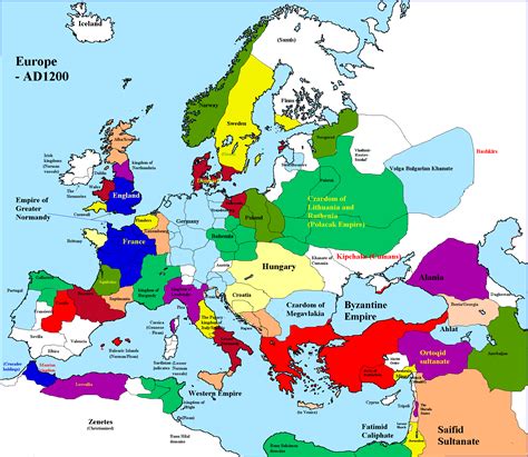 A map of Europe in 1200 | European history, History geography, Europe map