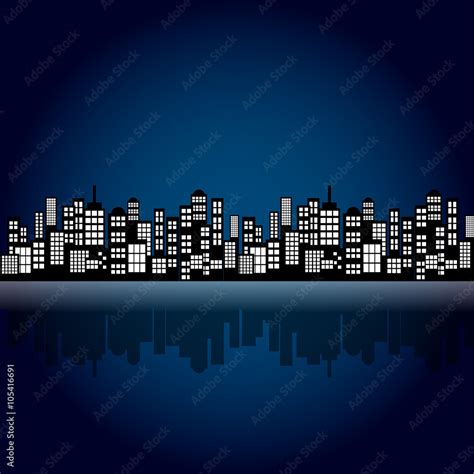 Style Cartoon Night City Skyline Background. Stock Vector | Adobe Stock