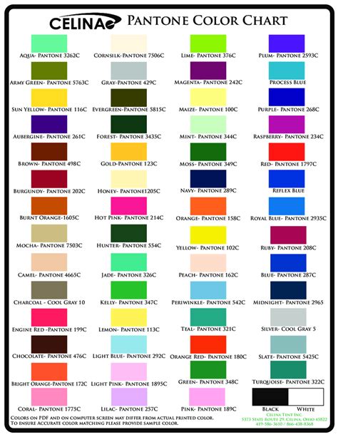 Pantone Color Chart Printable