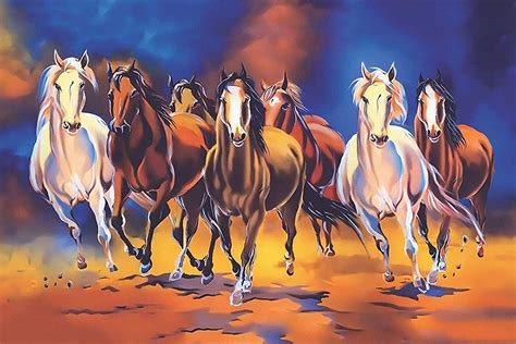 Seven Lucky Running Horses Vastu Wallpapers Fully Waterproof - 3d Wallpaper 7 Horse (#2535289 ...