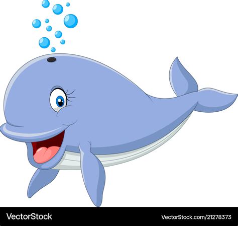 Happy whale cartoon Royalty Free Vector Image - VectorStock