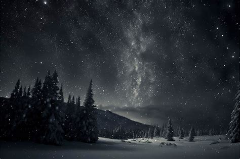 Dark Snowy Forest Background