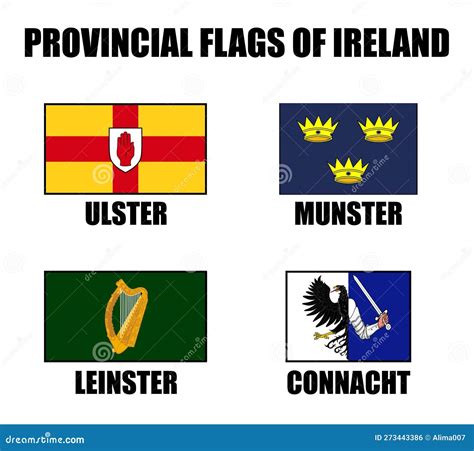 Four Provinces of Ireland - Connacht, Leinster, Munster and Ulster, Flags Stock Illustration ...