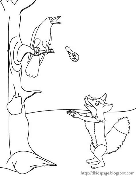 Kids Page: The Fox and The Crow - Aesop Coloring Page