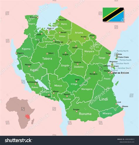 Vector Image Tanzania Regions Map Stock Vector (Royalty Free) 2091918913 | Shutterstock