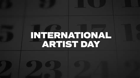 International Artist Day - List of National Days