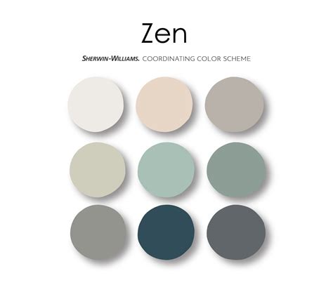 Zen Sherwin Williams Paint Palette - Interior Paint Colors for Home - Pre-Selected Interior ...