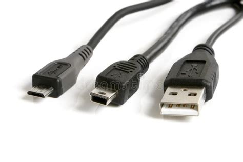 USB, Mini-USB And Micro-USB Cables Stock Image - Image: 16244865