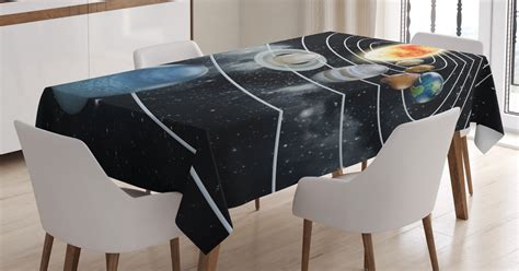 Galaxy Tablecloth, Solar System All Eight Planets and the Sun Pluto Jupiter Mars Venus Science ...