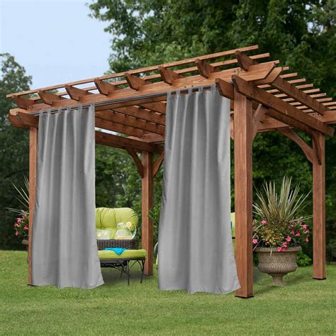 Pro Space 50" W x 120" L Outdoor Curtains Panel Tab Top Window Curtain for Pergola/ Patio ...