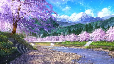 Anime Cherry Blossom Landscape Wallpapers - Wallpaper Cave