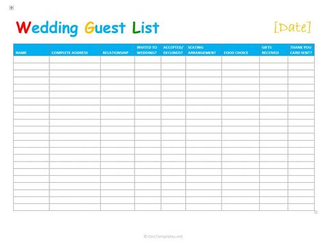 Wedding Guest Excel Spreadsheet pertaining to 7 Free Wedding Guest List Templates And Managers ...