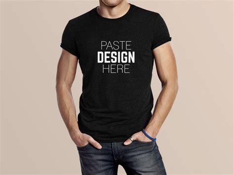 Mens Black T-Shirt Mockup PSD - Mockup Hunt