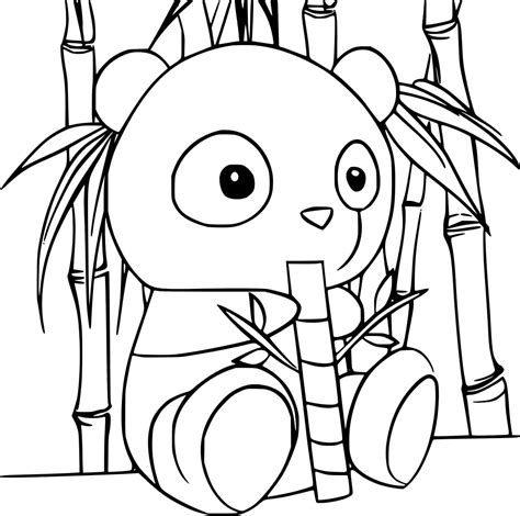 Cute Panda Eating Bamboo Coloring Pages - Coloring Cool