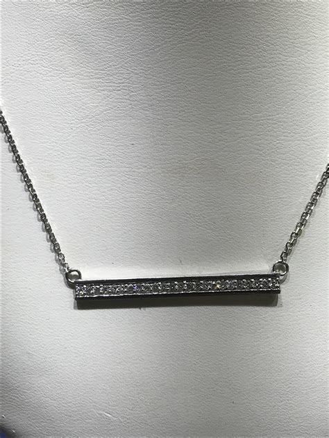 14k White Gold Diamond Bar Necklace - Woodbridge Jewelery Exchange