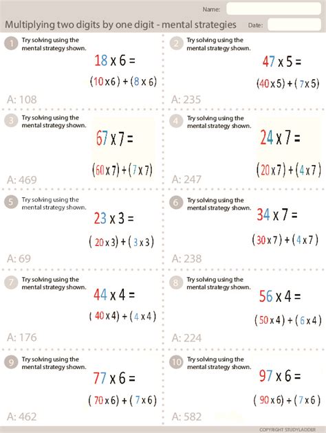 Multiplying 2 by 1 digit (mental strategy) - Studyladder Interactive Learning Games