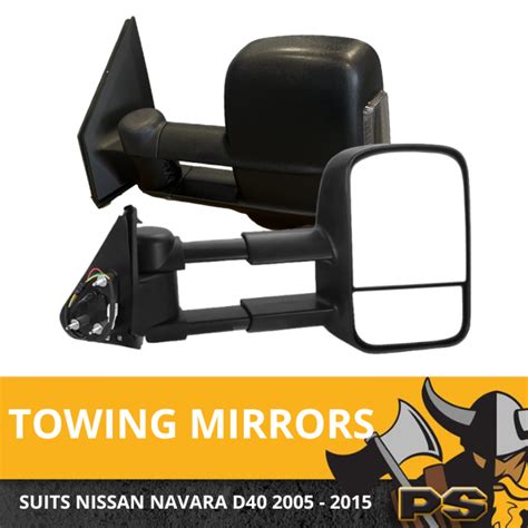 EXTENDED TOWING MIRRORS ELECTRIC TO SUIT NISSAN NAVARA D40 2005 - 2015 - PS4X4