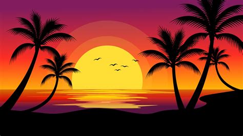 Tropical Beach Sunset Background 3428335 Vector Art at Vecteezy