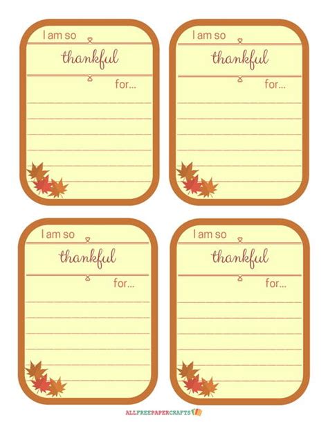 Thankful Notes Thanksgiving Printables | AllFreePaperCrafts.com