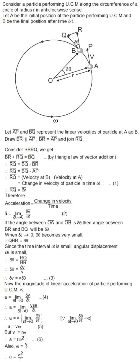 Give the derivation for the expression of centripetal acceleration.