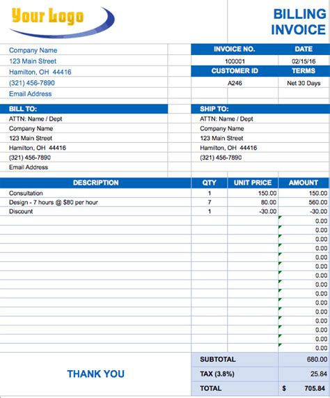 View Invoice Format In Excel Sheet Free Download Gif | Invoice Template Ideas