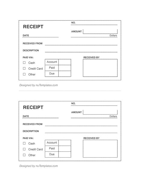 Blank Receipt Template - Blank Receipts | nuTemplates