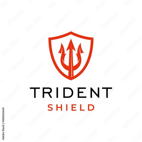 Trident neptune shield symbol label logo design Stock Vector | Adobe Stock