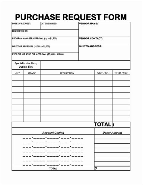 Purchase Requisition Forms Template