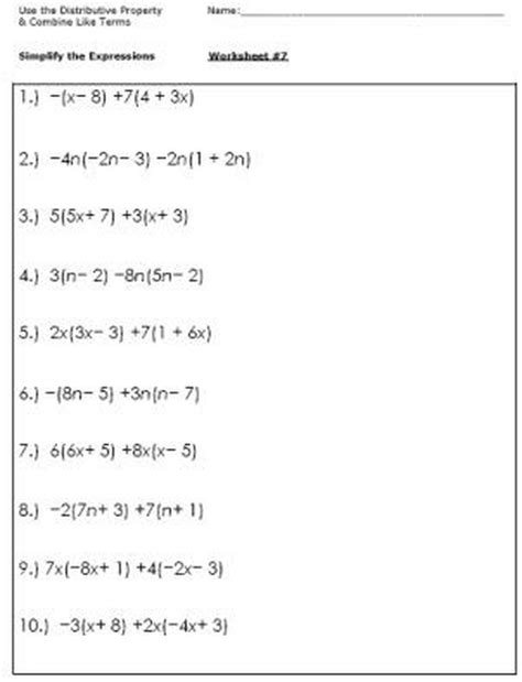 Simplifying Simple Algebraic Expressions