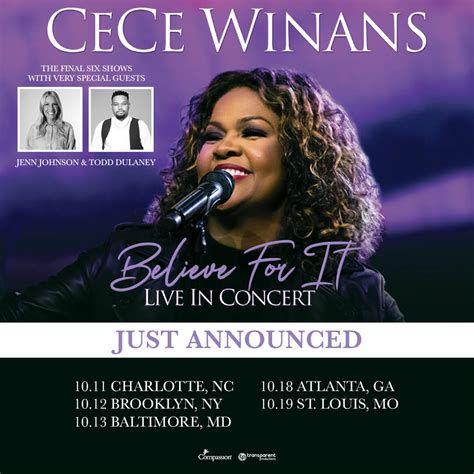 CECE WINANS ANNOUNCES THE FINAL DATES OF THE BELIEVE FOR IT FALL TOUR – CeCe Winans