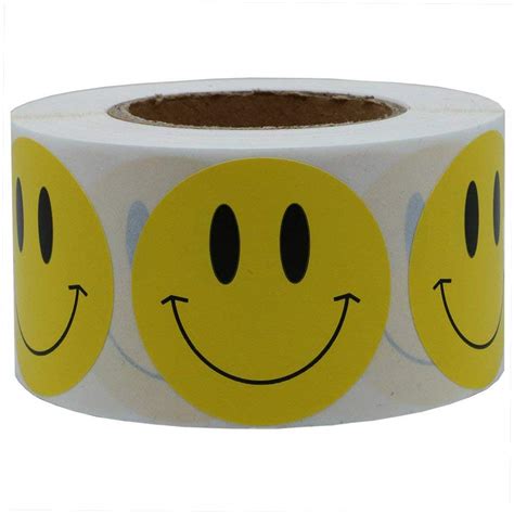 1 inch Smiley Face Stickers Roll Happy Face Stickers Circle Dots Paper Labels Reward Stickers ...