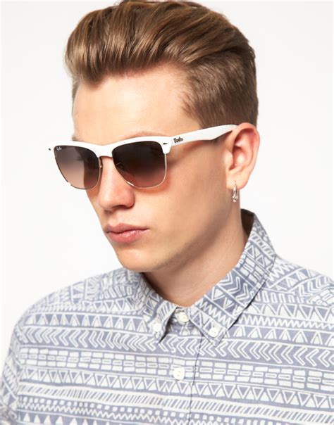 Lyst - Ray-Ban Clubmaster Sunglasses in White for Men