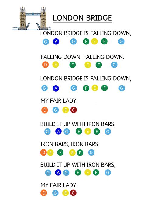 London Bridge is Falling Down - Easy Piano Music Sheet for Toddlers. How to teach young children ...