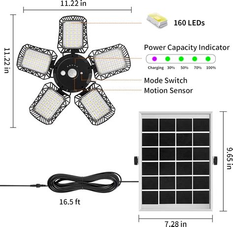 Yomisga Solar Powered Shed Light Outdoor Indoor Solar Pendant Lights with Remote Control, Timer ...