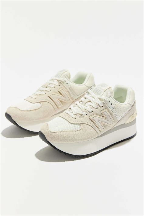 New Balance Leather 574+ Platform Sneaker in White | Lyst Canada