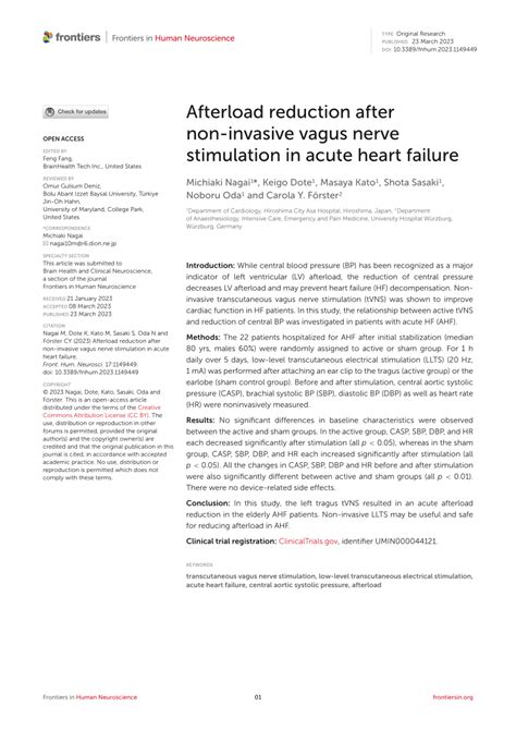 (PDF) Afterload reduction after non-invasive vagus nerve stimulation in acute heart failure