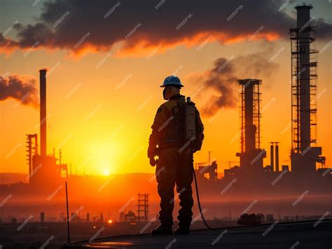 Premium AI Image | silhouette of a construction worker at sunset