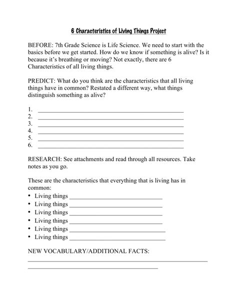 Characteristics Of Life Worksheet – Zip Worksheet