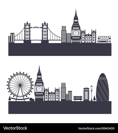 Silhouette background of abstract london skyline Vector Image