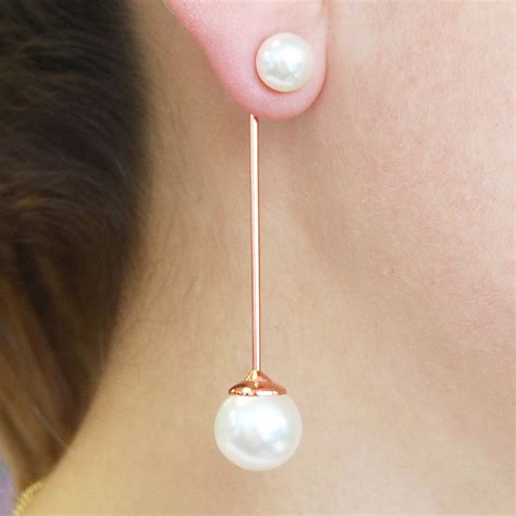 Pearl Drop Earrings Rose Gold Pearl Earring Statement | Etsy