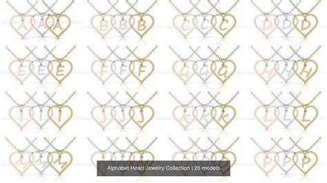 Alphabet Heart Jewelry Collection | CGTrader