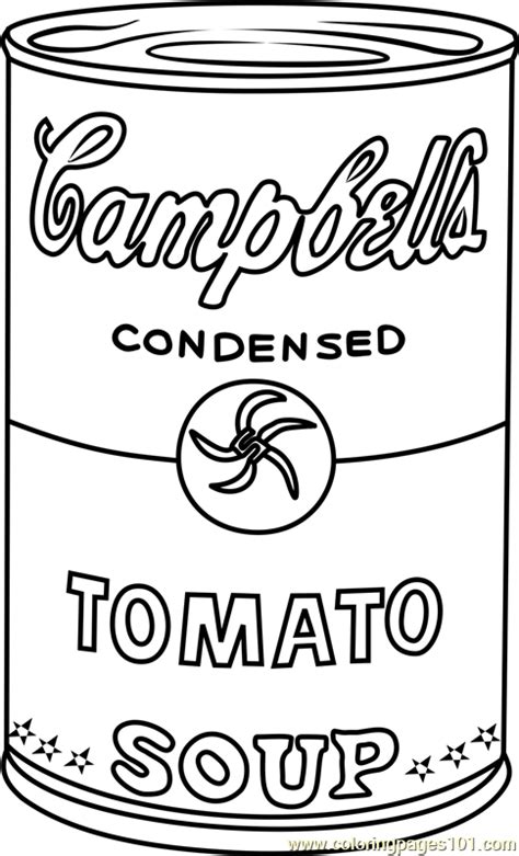 Campbell's Soup by Andy Warhol Coloring Page for Kids - Free Andy Warhol Printable Coloring ...